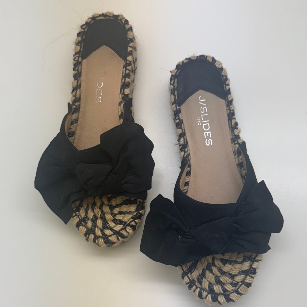 J/SLIDES Black and Tan Espadrille Flats size 6.5